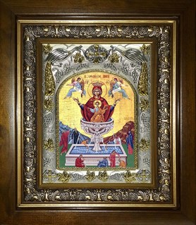 Икона Живоносный источник Божией Матери, в киоте 20х24 см 24383