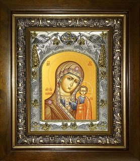 Икона Казанская икона Божией Матери, в киоте 20х24 см 24427