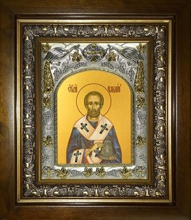 Икона Павлин Милостивый, епископ Ноланский, святитель, в киоте 20х24 см 24443