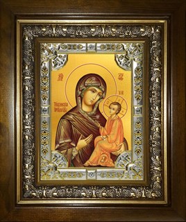 Икона Тихвинская икона Божией Матери, в киоте 24х30 см 24476