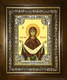 Икона Покров, икона Божией Матери, в киоте 24х30 см 24606
