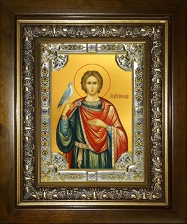 Икона Пантелеймон великомученик и целитель, в киоте 24х30 см 24632