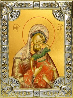 Икона Акидимская икона Божией Матери (Взыграние младенца), 18х24 см, со стразами 24734