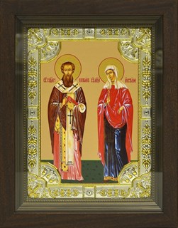 Икона Киприан и Устина (Иустина) мученики, в киоте 24х30 см 24795