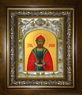 Икона Ростислав Мстиславович, Святой благоверный князь Смоленский, в киоте 20х24 см 24797