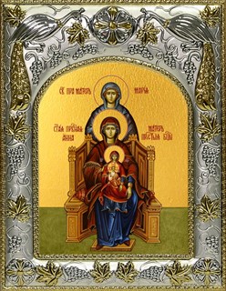 Икона Богородица со сродницами, праведными Анной и Марией, 14х18 см 24909