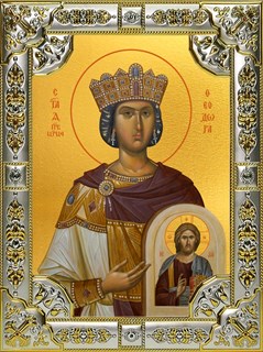 Икона Феодора Цареградская преподобная, 18х24 см, со стразами 25066