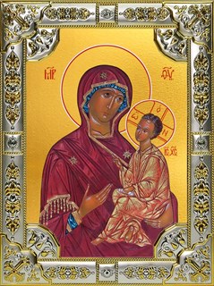 Икона Хлебная (Хлебенная) икона Божией Матери, 18х24 см, со стразами 25082