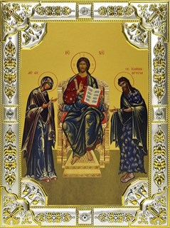 Икона Деисус, Спас на Престоле, 18х24 см, со стразами 25084