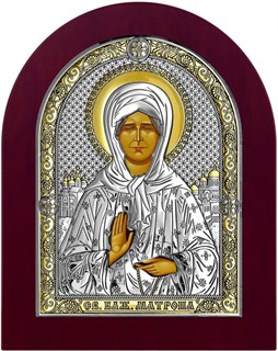 Икона Матрона Московская, дерево, посеребрение 925 25139