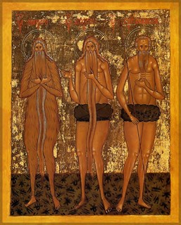 Икона Макарий Египетский, Онуфрий Великий и Петр Афонский, преподобные 25171