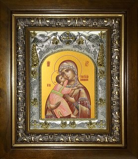 Икона Владимирская икона Божией Матери, в киоте 20х24 см 25265