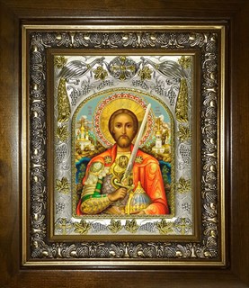 Икона Александр Невский, благоверный князь, в киоте 20х24 см 25281