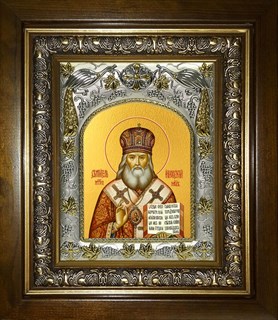 Икона Иннокентий, митрополит Московский, святитель, в киоте 20х24 см 25304