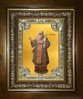 Икона Алексий (Алексей), митрополит Московский и всея Руси, чудотворец, святитель, в киоте 24х30 см 25362
