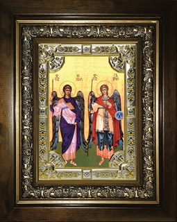 Икона Михаил и Гавриил Архангелы, в киоте 24х30 см 25365