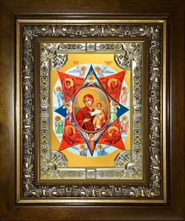 Икона Неопалимая Купина, икона Божией Матери, в киоте 24х30 см 25370