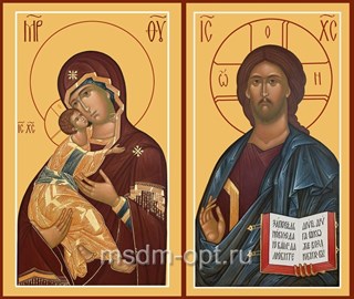Икона Венчальная пара Господь Вседержитель и Владимирская Божия Матерь 25531