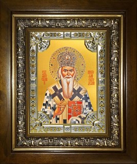 Икона Николай Сербский, святитель, в киоте 24х30 см 25545