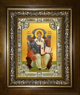 Икона Спиридон Тримифунтский святитель, в киоте 24х30 см 25559