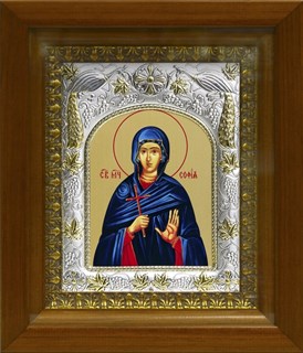 Икона София святая мученица, в киоте 20х24 см 25587