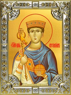 Икона Иустиниан царь, 18х24 см, со стразами 25693