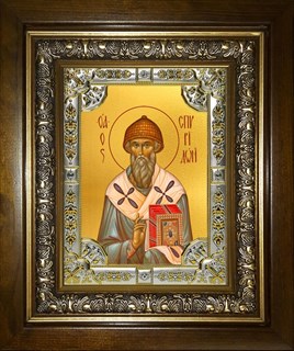 Икона Спиридон Тримифунтский святитель, в киоте 24х30 см 25739