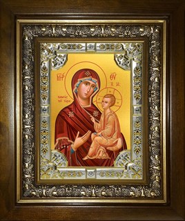 Икона Тихвинская икона Божией Матери, в киоте 24х30 см 25762