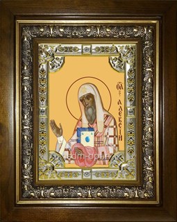 Икона Алексий (Алексей), митрополит Московский и всея Руси, чудотворец, святитель, в киоте 24х30 см 25775