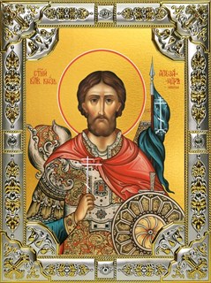 Икона Александр Невский, благоверный князь, 18х24 см, со стразами 25932