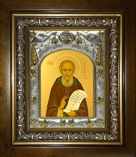 Икона Савва Сторожевский преподобный, в киоте 20х24 см 25955
