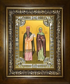 Икона Захария и Елисавета праведные, в киоте 24х30 см 26020