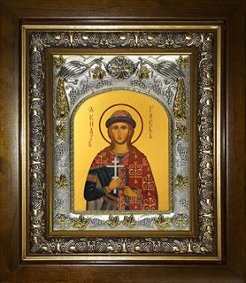 Икона Глеб благоверный князь-страстотерпец, в киоте 20х24 см 26036