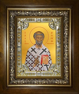 Икона Августин блаженный, в киоте 24х30 см 26045