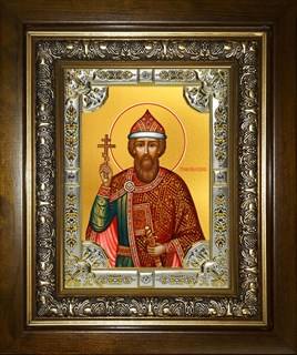 Икона Владимир равноапостольный, Великий князь, в киоте 24х30 см 26220