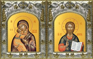 Икона Венчальная пара - Господь Вседержитель и Владимирская Божия Матерь 26243