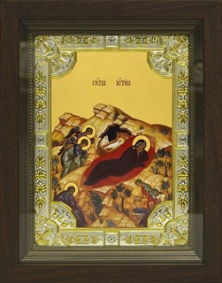 Икона Рождество Христово, в киоте 24х30 см 26302