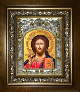 Икона Господь Вседержитель, в киоте 20х24 см 26334