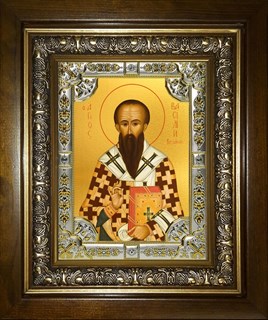 Икона Василий Великий, архиепископ Кесарии Каппадокийской, святитель, в киоте 24х30 см 26366