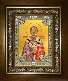 Икона Геннадий архиепископ Новгородский, святитель, в киоте 24х30 см 26410