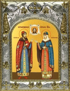 Икона Петр и Феврония святые благоверные князья, 14х18 см 26418