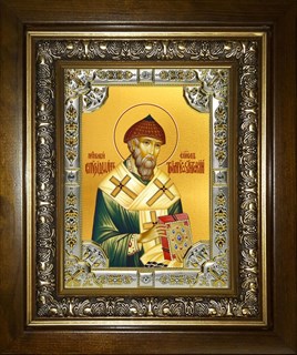 Икона Спиридон Тримифунтский святитель, в киоте 24х30 см 26448