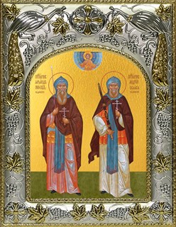 Икона Пересвет и Ослябя святые воины, 14х18 см 26451