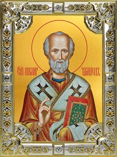 Икона Николай чудотворец, архиепископ Мир Ликийских, святитель, 18х24 см, со стразами 26456