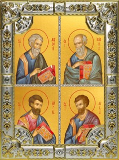 Икона Матфей, Иоанн, Марк и Лука святые апостолы и евангелисты, 18х24 см, со стразами 26462