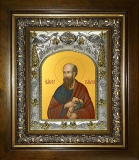 Икона Павел апостол, в киоте 20х24 см 26494