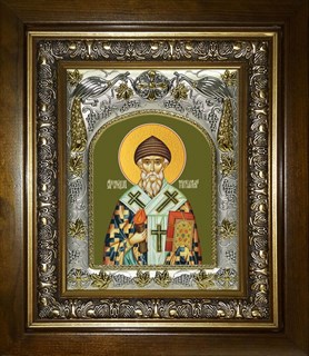 Икона Спиридон Тримифунтский святитель, в киоте 20х24 см 26533