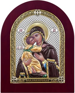 Икона Владимирская Божия Матерь, дерево, посеребрение 925 26540
