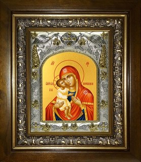 Икона Жировицкая икона Божией Матери, 14х18 см, в деревянном киоте 20х24 см 26548