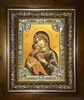 Икона Владимирская икона Божией Матери, в киоте 24х30 см 26621